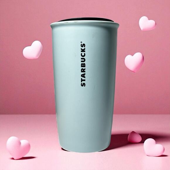 Starbucks Tumbler Love Valentine Stitch Tattoo Cup 12oz Ceramic Blue Coffee Mug - Picture 3 of 6